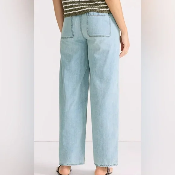 Lands’ End Lightweight Denim High Rise Relaxed Straight Pull On Pocket Jeans - Picture 2 of 10